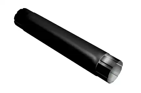 Труба круглая соединительная D125/90 Grand Line PE, 1.0 м, RAL 9005 черный