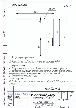 Околооконная планка сложная / j-фаска Grand Line (Гранд Лайн), Print elite, 250х75х18 мм
