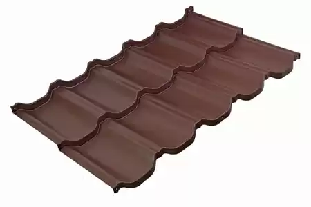 Металлочерепица BudMat (БудМат), коллекция Венеция, X-Matt 0.5, цвет 384 (коричневый)