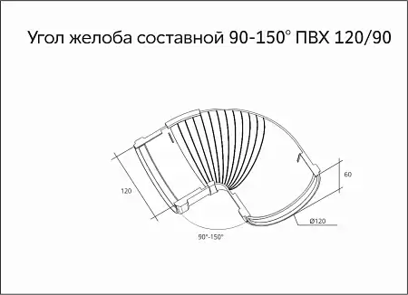 Угол желоба составной 90-150º ПВХ Grand Line 120 мм, RAL 6005 зелёный мох