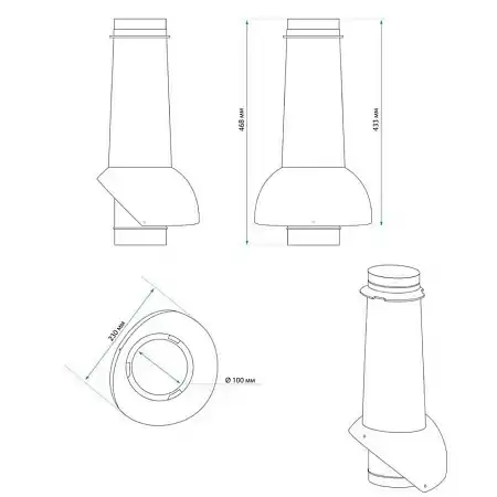 Комплект кровельного выхода канализации Wave 110is Krovent (Кровент) для металлочерепицы (Classic, Modern), коричневый