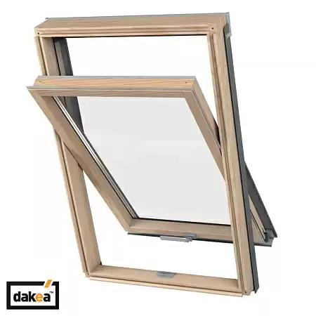Деревянное двухкамерное мансардное окно Dakea KAA B1500 C4A, 55x98