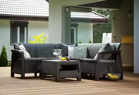 Угловой диван Corfu Relax set Allibert (Аллиберт), цвет коричневый
