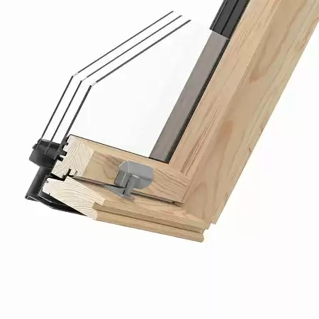 Деревянное двухкамерное мансардное окно с вентклапапном Dakea KAV B1500 C2A, 55x78