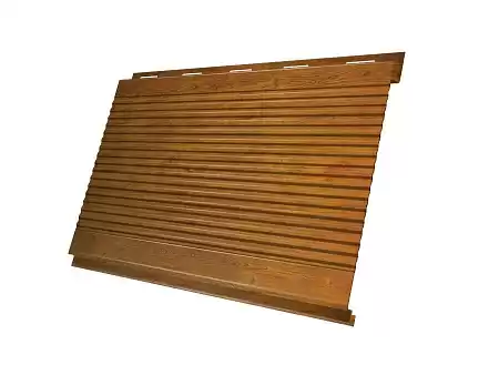Металлический сайдинг Гранд Лайн / Grand Line профиль Вертикаль, Print elite 0.45, цвет Golden Wood (Золотой дуб)