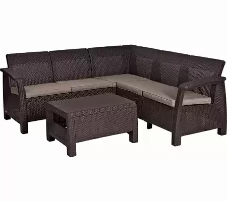 Угловой диван Corfu Relax set Allibert (Аллиберт), цвет коричневый