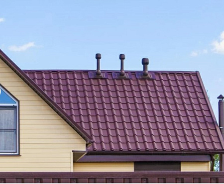 Металлочерепица Гранд Лайн / Grand Line, коллекция Kamea, 0,5 Rooftop бархат Zn 180, цвет RAL 7016 (антрацитово-серый)