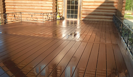 Террасная доска Классик Terrapol / Террапол ДПК пустотелая с пазом, 4000х147х24 мм, цвет тик киото