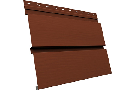 Металлический сайдинг Гранд Лайн / Grand Line профиль Квадро Брус 3D, Drap ТХ 0.45 с пленкой, RAL 8004 (терракота)