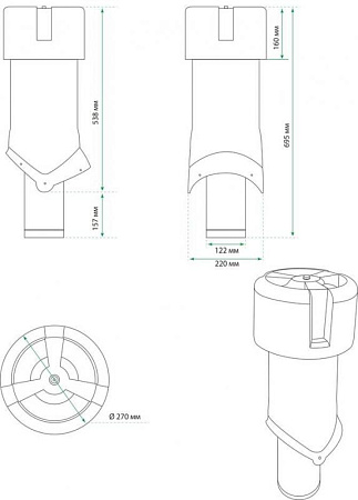 Изолированный вентиляционный выход Pipe-VT 125 Krovent (Кровент) для помещений, зеленый
