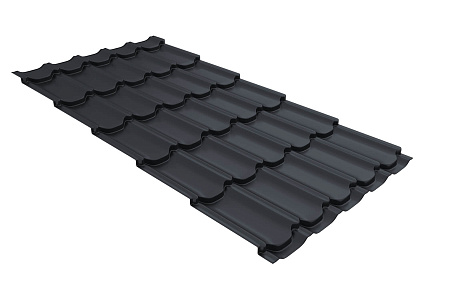Металлочерепица Гранд Лайн / Grand Line, коллекция Kvinta plus, 0,5 PurPro Zn275, цвет RAL 7024 (мокрый асфальт)