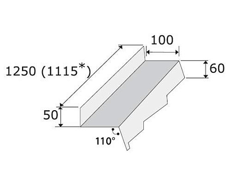 Боковое примыкание Метротайл (Metrotile) левое, цвет темно-зеленый, 1250 мм