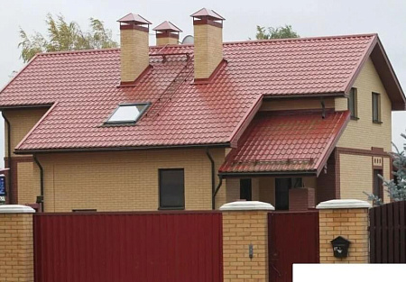 Металлочерепица Гранд Лайн / Grand Line, коллекция Kredo, 0,5 Satin Zn 140, цвет RAL 3009 (оксидно-красный)