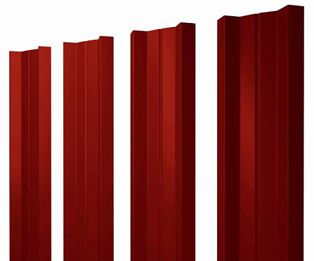 Штакетник металлический Grand Line (Гранд Лайн), М-образный с прямым резом, Satin 0.5, цвет RAL 3011 (красно-коричневый)