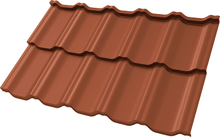 Металлочерепица Гранд Лайн / Grand Line, коллекция Kvinta Уно (модульная), 0.5 Satin Matt Zn 180, цвет RAL 8004 (терракота)
