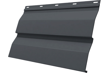 Металлический сайдинг Гранд Лайн / Grand Line профиль Корабельная доска, Атлас 0.5 с пленкой, Ral 7024 (мокрый асфальт)