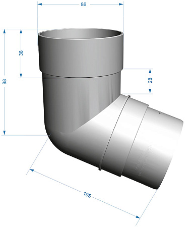 Колено 72°, D85 мм Деке Премиум / Docke Premium, цвет шоколад (Ral 8019)