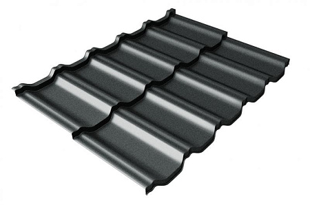 Металлочерепица Гранд Лайн / Grand Line, коллекция Kvinta Уно (модульная), 0.5 Satin Zn 140, цвет RAL 7016 (антрацитово-серый)