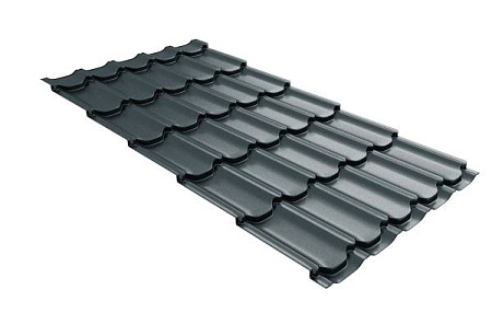 Металлочерепица Гранд Лайн / Grand Line, коллекция Kvinta plus, 0,5 Satin Zn 140, цвет RAL 7016 (антрацитово-серый)