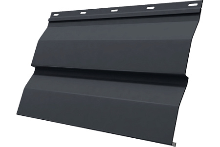 Металлический сайдинг Гранд Лайн / Grand Line профиль Корабельная доска, Drap ТХ 0.5 с пленкой, Ral 7024 мокрый асфальт