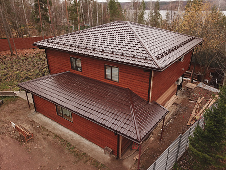 Металлочерепица Гранд Лайн / Grand Line, коллекция Kvinta Уно (модульная), 0.5 Satin Zn 140, цвет RAL 8017 (шоколад)