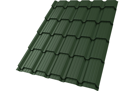 Металлочерепица Гранд Лайн / Grand Line Квадро Профи, 0.5 Satin Matt TX, RAL 6020 хромовая зелень