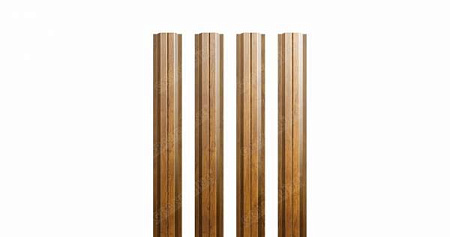 Штакетник металлический Grand Line (Гранд Лайн), П-образный с прямым резом, Print elite dp 0.45, цвет Golden Wood (Золотой дуб)