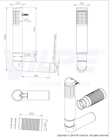 ROSS-дефлектор D200/210мм (200мм) Vilpe (Вилпе), светло-серый