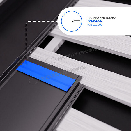 Планка крепежная FASTCLICK MattMP 0.5, 7х30х2000 RAL 7024 темно-серый