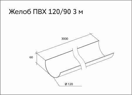 Желоб водосточный ПВХ Grand Line 120 мм, длина 3 м, RAL 9003 белый