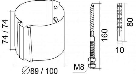Кронштейн трубы на кирпич 100 мм Гранд Лайн Grand Line PU, цвет Ral 7024 (мокрый асфальт)