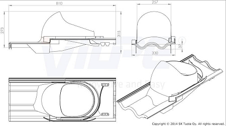 XL-проходной элемент XL-TIILI для цементно-песчаной черепицы Vilpe (Вилпе), коричневый