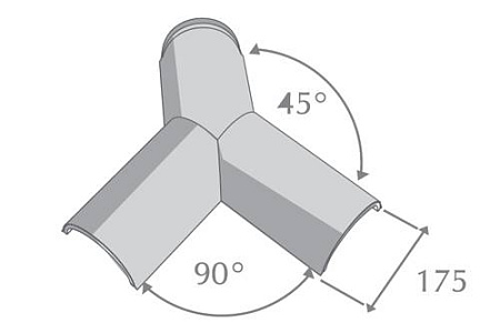 Y-образный полукруглый коньковый элемент Метротайл (Metrotile) 30-45, цвет кофе