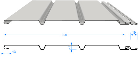 Софит Docke Premium сплошной, 3.0*0.305 м, графит