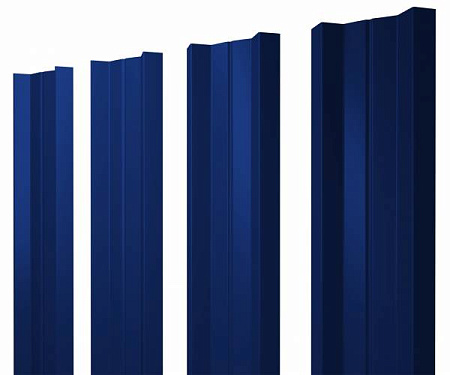 Штакетник металлический Grand Line (Гранд Лайн), М-образный с прямым резом, PE 0.45, цвет RAL 5002 (ультрамарин)