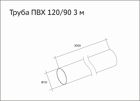 Труба ПВХ Grand Line 87 мм, длина 3 м, RAL 7024 графит