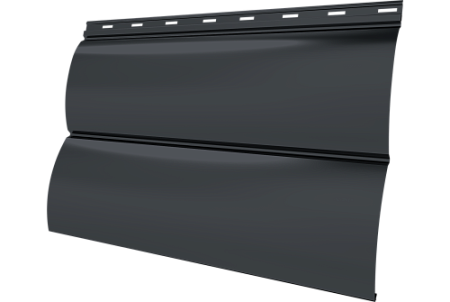 Металлический сайдинг Гранд Лайн / Grand Line профиль Блок-хаус новый, Drap ТХ 0,45 с пленкой, RAL 7024 мокрый асфальт