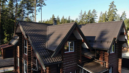 Металлочерепица Гранд Лайн / Grand Line, коллекция Kredo, 0,5 Satin Zn 140, цвет RR 32 (темно-коричневый)