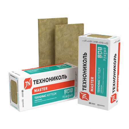 Утеплитель ТЕХНОФАС Технониколь 131-159 кг/м3, размеры 100х600х1200 мм, упаковка 0,216 м3 (3 плиты)