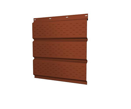Софит металлический с полной перфорацией Grand Line / Гранд Лайн, GreenCoat Pural Matt 0.5, цвет RR 750 кирпично-красный (Ral 8004)