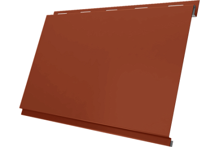 Металлический сайдинг Гранд Лайн / Grand Line профиль Вертикаль классик, Сатин 0.5 с пленкой, RAL 8004 (терракота)