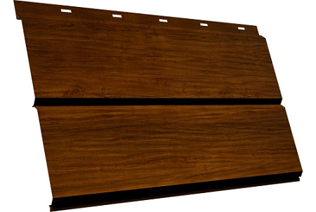 Металлический сайдинг Гранд Лайн / Grand Line профиль ЭкоБрус новый 3D, Принт Премиум 0.45 с пленкой, Золотой дуб насыщенный Фреш TwinColor