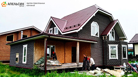 Монтаж фасада плиткой Hauberk в пос. Первомайское