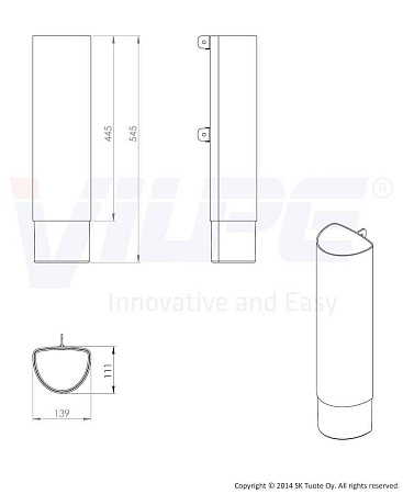 ROSS-удлинитель дефлектора D125мм (445мм) Vilpe (Вилпе), красный
