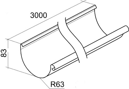 Желоб полукруглый D125/90 Grand Line PE, 3.0 м, RAL 9003 белый