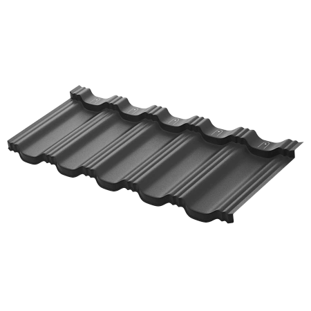 Металлочерепица модульная Aquasystem Гетеборг XXL, Rooftop Бархат, 1205х465 мм, RAL 7016 антрацитово-серый