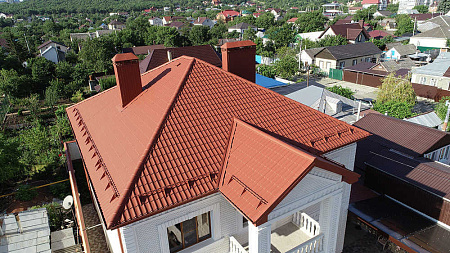 Металлочерепица Гранд Лайн / Grand Line, коллекция Classic, 0,5 Satin Zn 140, цвет RAL 3009 (оксидно-красный)