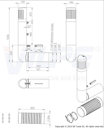 ROSS-дефлектор D160/170мм (160мм) Vilpe (Вилпе), красный