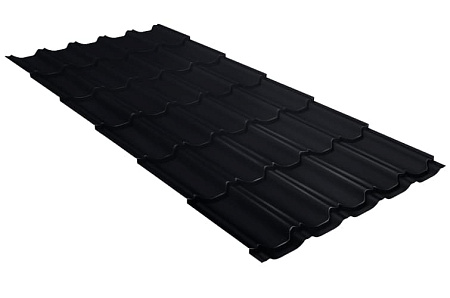 Металлочерепица Гранд Лайн / Grand Line, коллекция Kvinta плюс, 0.5 Satin Zn 140, цвет RAL 9005 (черный янтарь)
