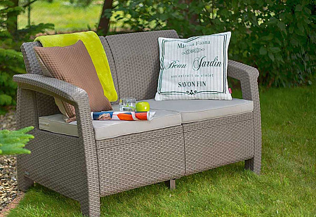 Диван двухместный Corfu love seat Allibert (Аллиберт), цвет капучино